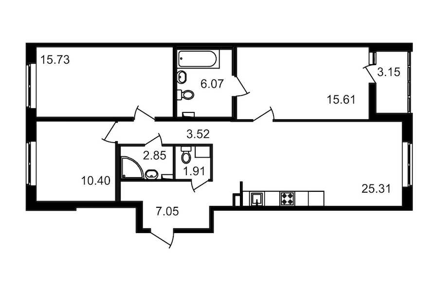 Трехкомнатная квартира в : площадь 91.6 м2 , этаж: 1 – купить в Санкт-Петербурге